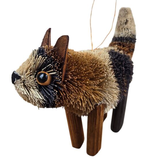 Lot of 3 Bristle Bottle Brush Woodland Animal Ornaments Squirrel Raccoon Fox - Picture 10 of 16